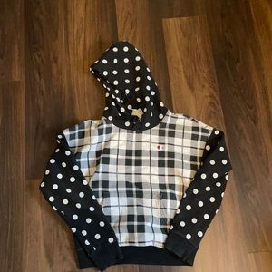 Plaid and polka dot Champion sweatshirt
